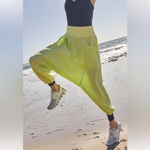 Free People Give Your All Harem Pants - Glow Party Lime Green Worn Once M